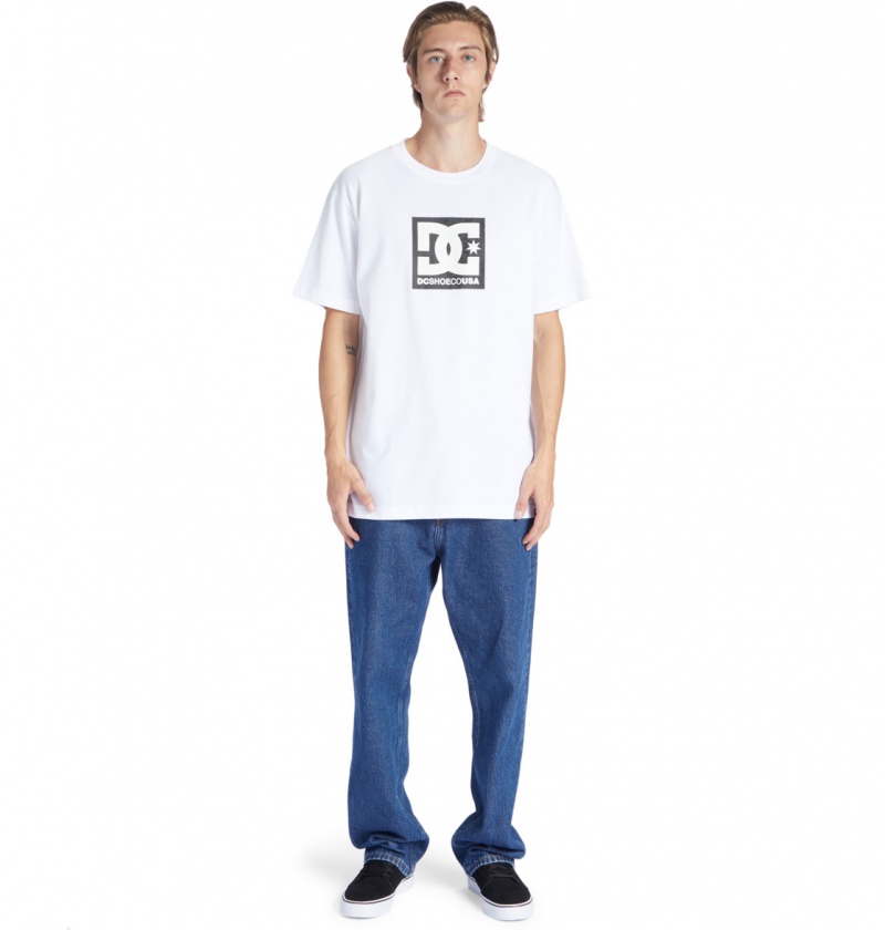 White / Black Leopard DC Shoes DC Square Star Fill - T-Shirt | 428WXOEPV