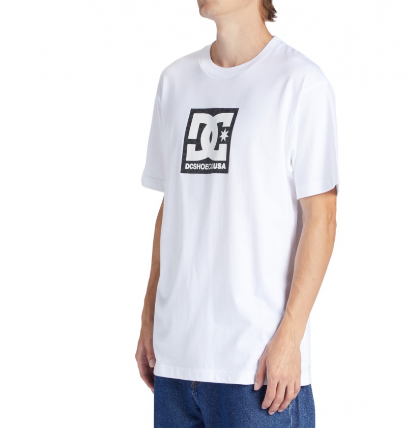 White / Black Leopard DC Shoes DC Square Star Fill - T-Shirt | 428WXOEPV