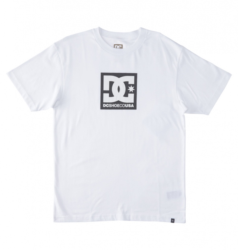 White / Black Leopard DC Shoes DC Square Star Fill - T-Shirt | 428WXOEPV