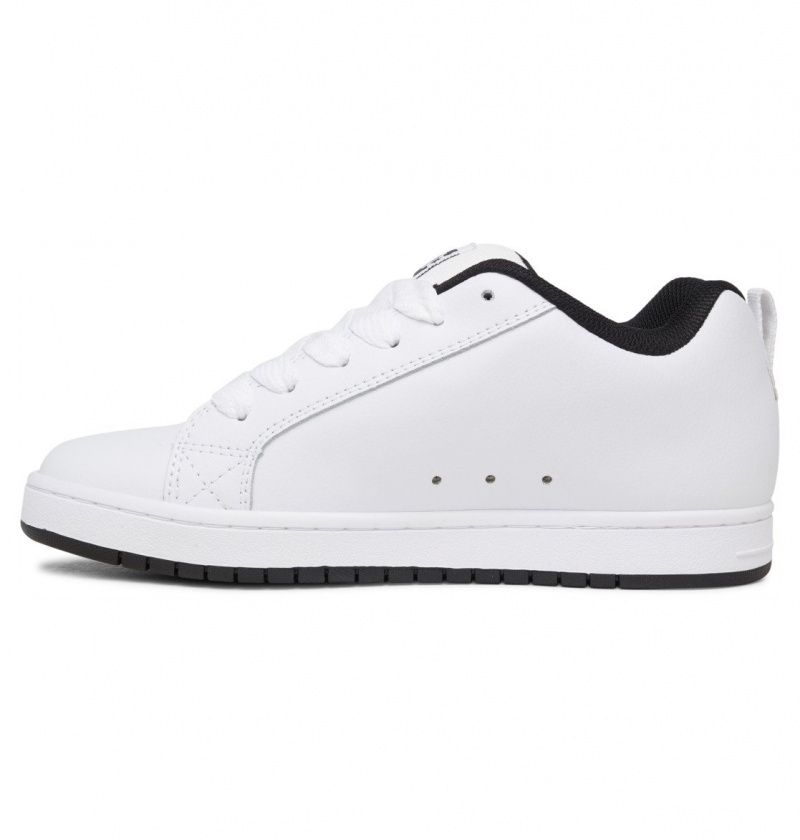 White / Black / Black DC Shoes Court Graffik - Leather Shoes | 495FZPDVC