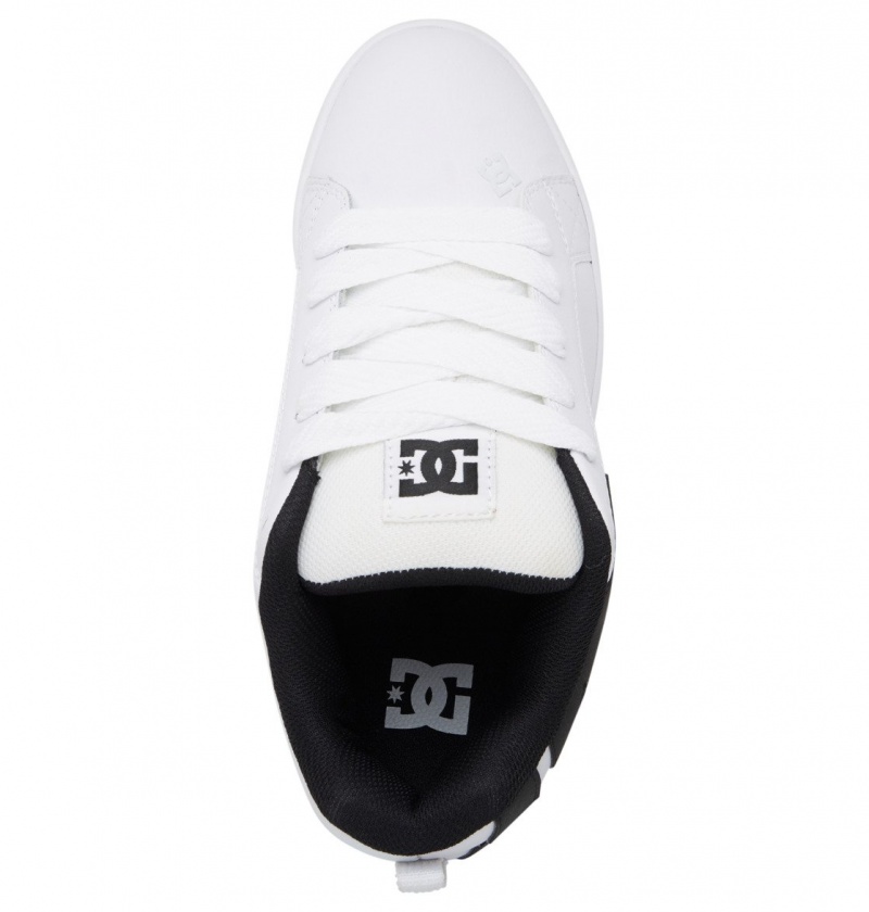 White / Black / Black DC Shoes Court Graffik - Leather Shoes | 495FZPDVC