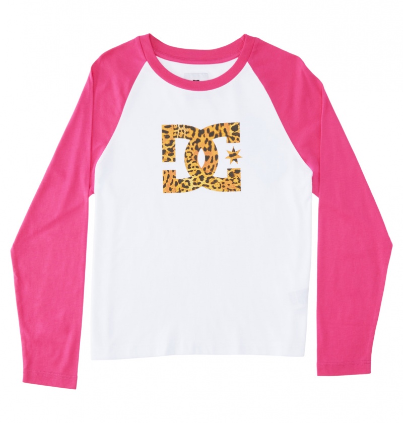 White / Fuchsia DC Shoes DC Star Fill - Long Sleeve T-Shirt | 543ZUIKFA