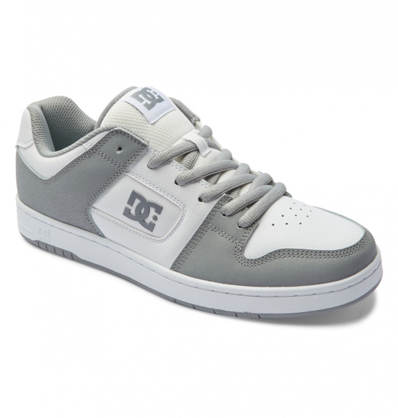 White / Grey DC Shoes Manteca - Leather Shoes | 892JWHEMQ