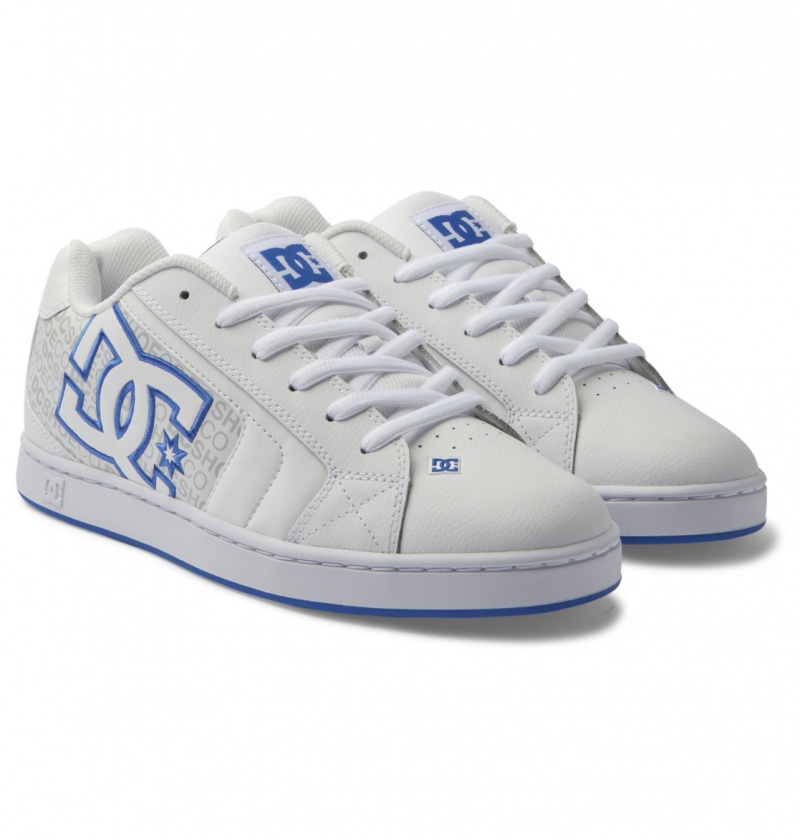 White / Grey / Blue DC Shoes Net - Leather Shoes | 904HEJBNC