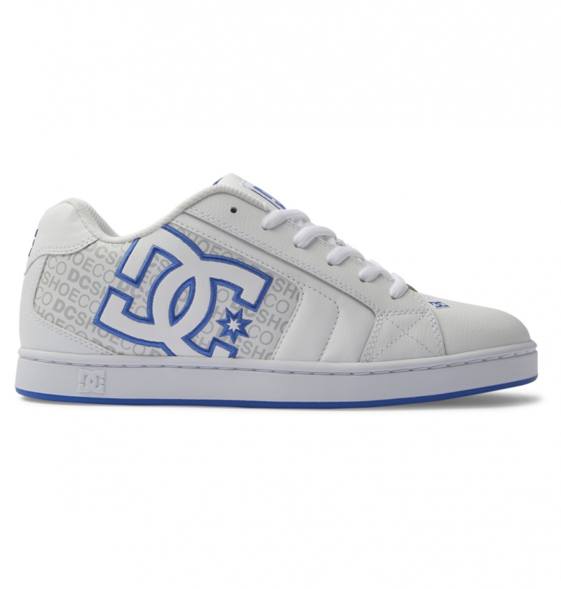 White / Grey / Blue DC Shoes Net - Leather Shoes | 904HEJBNC