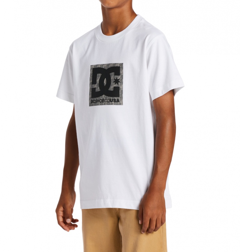 White / Greystone DC Shoes DC Square Star Fill - Short Sleeve T-Shirt 8-16 | 605ZERHIG