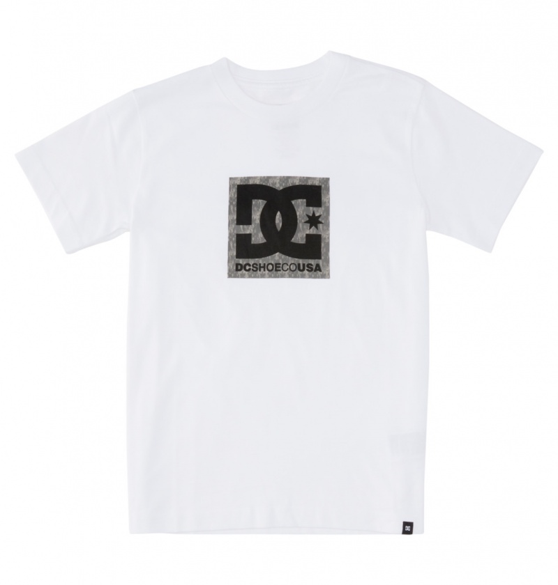 White / Greystone DC Shoes DC Square Star Fill - Short Sleeve T-Shirt 8-16 | 605ZERHIG