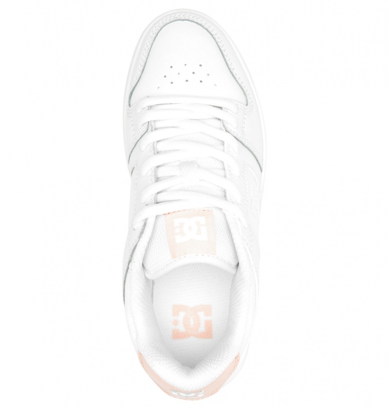 White / Pink DC Shoes Manteca - Leather Shoes | 367PFQKDC