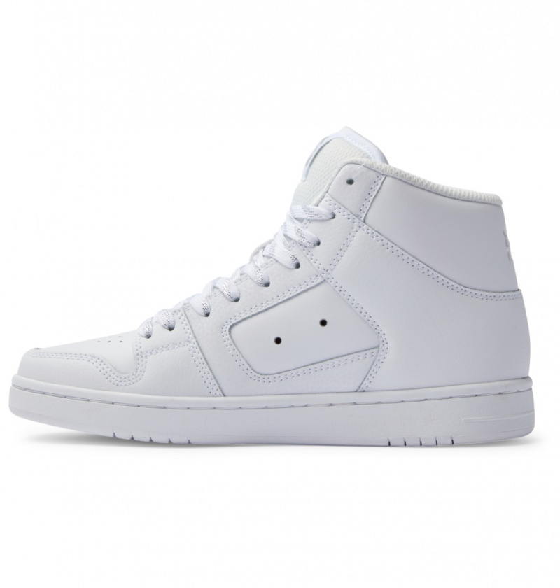 White / Silver DC Shoes Manteca 4 Hi - High-Top Leather Shoes | 968QRPDZN