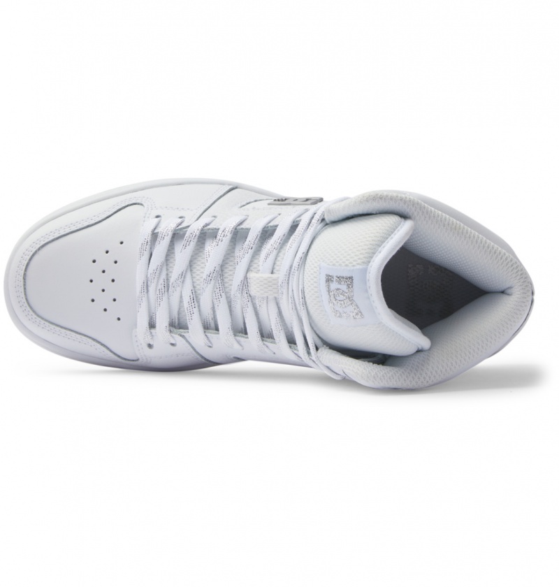 White / Silver DC Shoes Manteca 4 Hi - High-Top Leather Shoes | 968QRPDZN