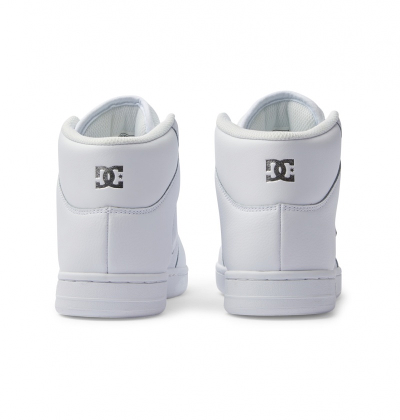 White / Silver DC Shoes Manteca 4 Hi - High-Top Leather Shoes | 968QRPDZN