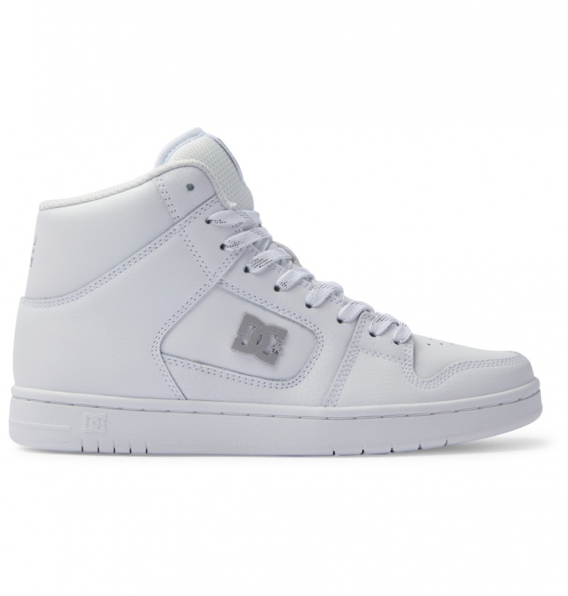 White / Silver DC Shoes Manteca 4 Hi - High-Top Leather Shoes | 968QRPDZN